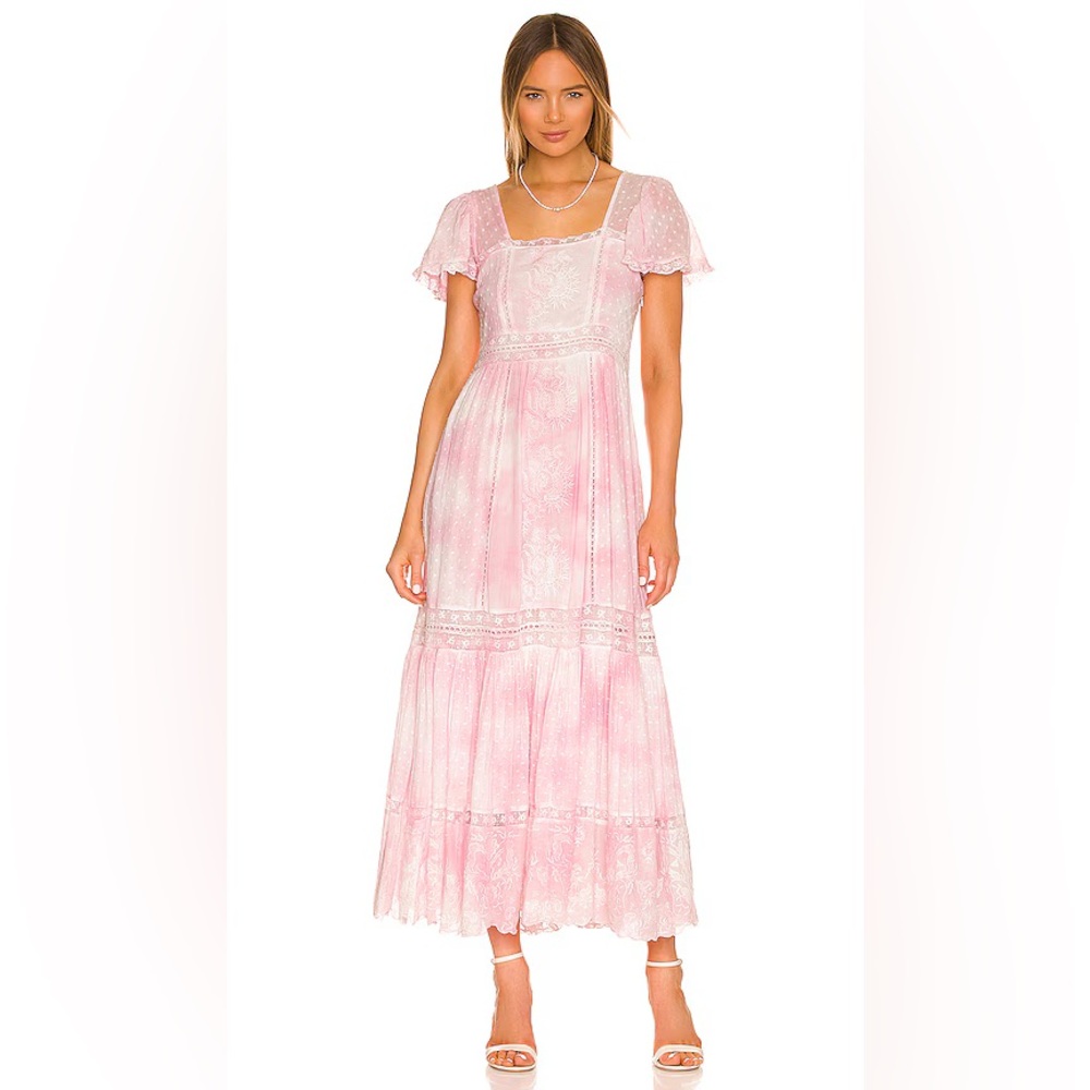 EUC Loveshackfancy Norma Dress In Island Pink Hand Dye Size 6
